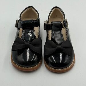 Felix & Flora Girls Black Patent Leather Scalloped Bow Mary Jane Shoes 7